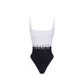 Elisabetta Franchi Costume Intero Donna Lycra Bicolor Logo Rilievo Oblò
