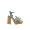 Paloma Barceló Tracy Sandalo Donna in Suede con Plateau in Rafia e Fiore Artigianale