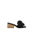 Paloma Barceló Polly Sandalo Donna in Suede con Tacco in Rafia e Ventaglio Artigianale
