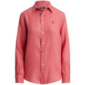Polo Ralph Lauren Camicia Uomo Classic Fit in Lino Manica Lunga Cavallino Ricamato