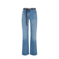 Elisabetta Franchi Jeans Palazzo con Cintura in Camoscio Donna