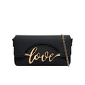 Love Moschino Tracollina Nera Donna con Patta e Logo Dorato
