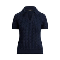 Lauren Ralph Lauren Polo in Maglia a Trecce Cotone e Viscosa Donna