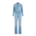 Elisabetta Franchi Tuta Denim Donna Over Lettering Logo Dorato