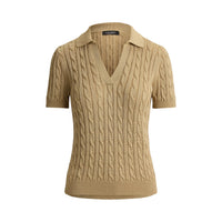 Lauren Ralph Lauren maglia a trecce in cotone e viscosa donna