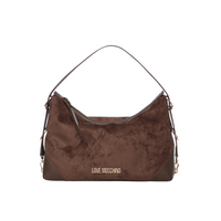 Love Moschino Borsa a Spalla Effetto Camoscio con Logo Donna