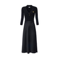 Elisabetta Franchi Abito Midi Donna Maglia Micro-Trecce e Raso Slim